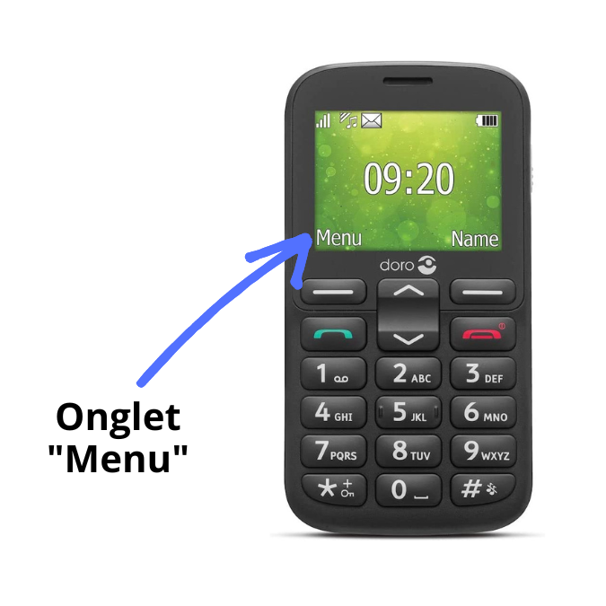 Onglet menu - téléphone doro 1380- bazile - seniors - + de 50 ans
